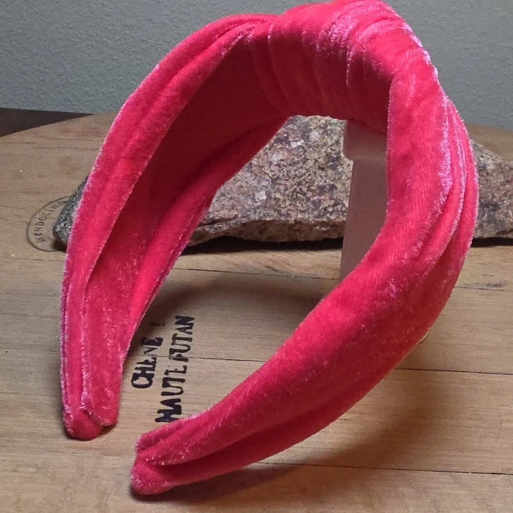New Wide Pop Pink Velvet Top Knot Headband fall christmas Luxe Luxury | NWOT